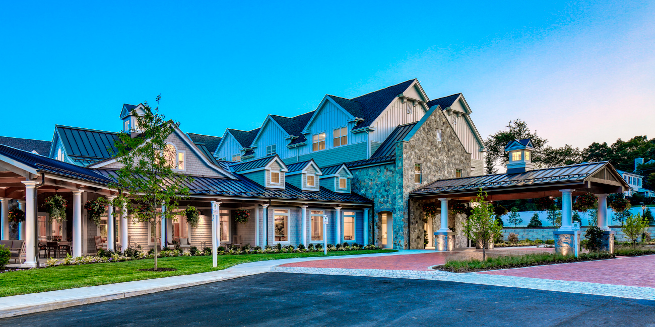 exterior shot of Maplewood at Southport senior living community