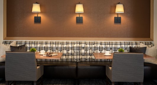 cozy lit dining area